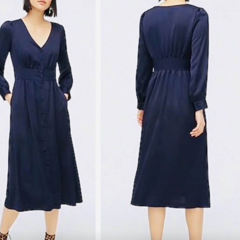 J. Crew Deep Blue Midi Dress - Size 8